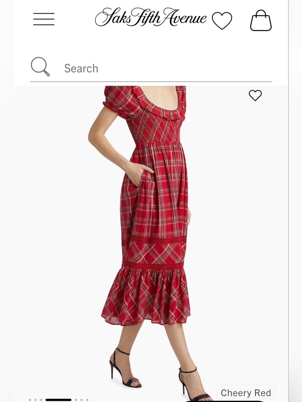 LoveShackFancy LondonTartan Gerania Red Plaid Smocked Midi Dress Sz S NWT - Picture 4 of 15